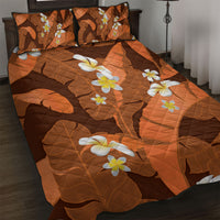 Orange Banana Leaf Hawaii Quilt Bed Set Lau Maia Plumeria Tropical Summer Vibes