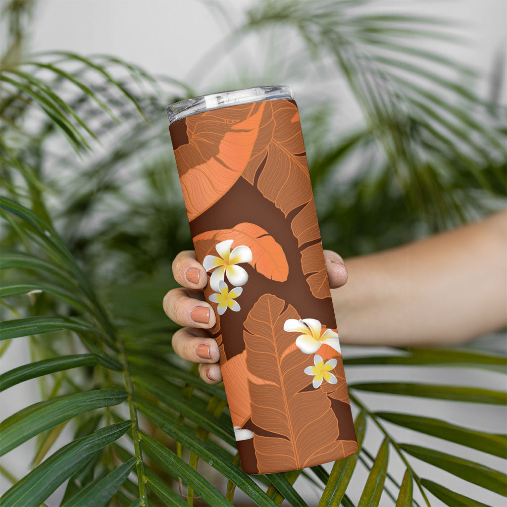 Orange Banana Leaf Hawaii Skinny Tumbler Lau Maia Plumeria Tropical Summer Vibes