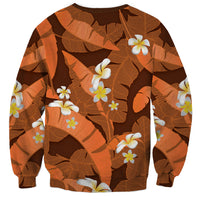 Orange Banana Leaf Hawaii Sweatshirt Lau Maia Plumeria Tropical Summer Vibes