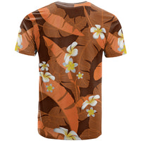 Orange Banana Leaf Hawaii T Shirt Lau Maia Plumeria Tropical Summer Vibes