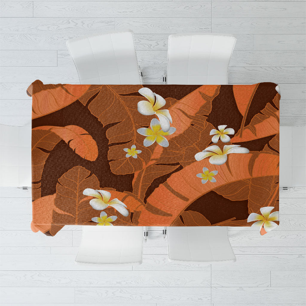 Orange Banana Leaf Hawaii Tablecloth Lau Maia Plumeria Tropical Summer Vibes LT14 Orange - Polynesian Pride