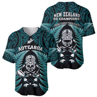 New Zealand Aotearoa Rugby Baseball Jersey NZ Tiki With Maori Fern World Cup Turquoise Version LT14 - Polynesian Pride