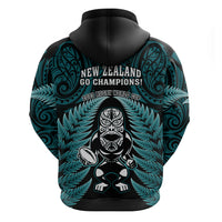 New Zealand Aotearoa Rugby Hoodie NZ Tiki With Maori Fern World Cup Turquoise Version LT14 - Polynesian Pride