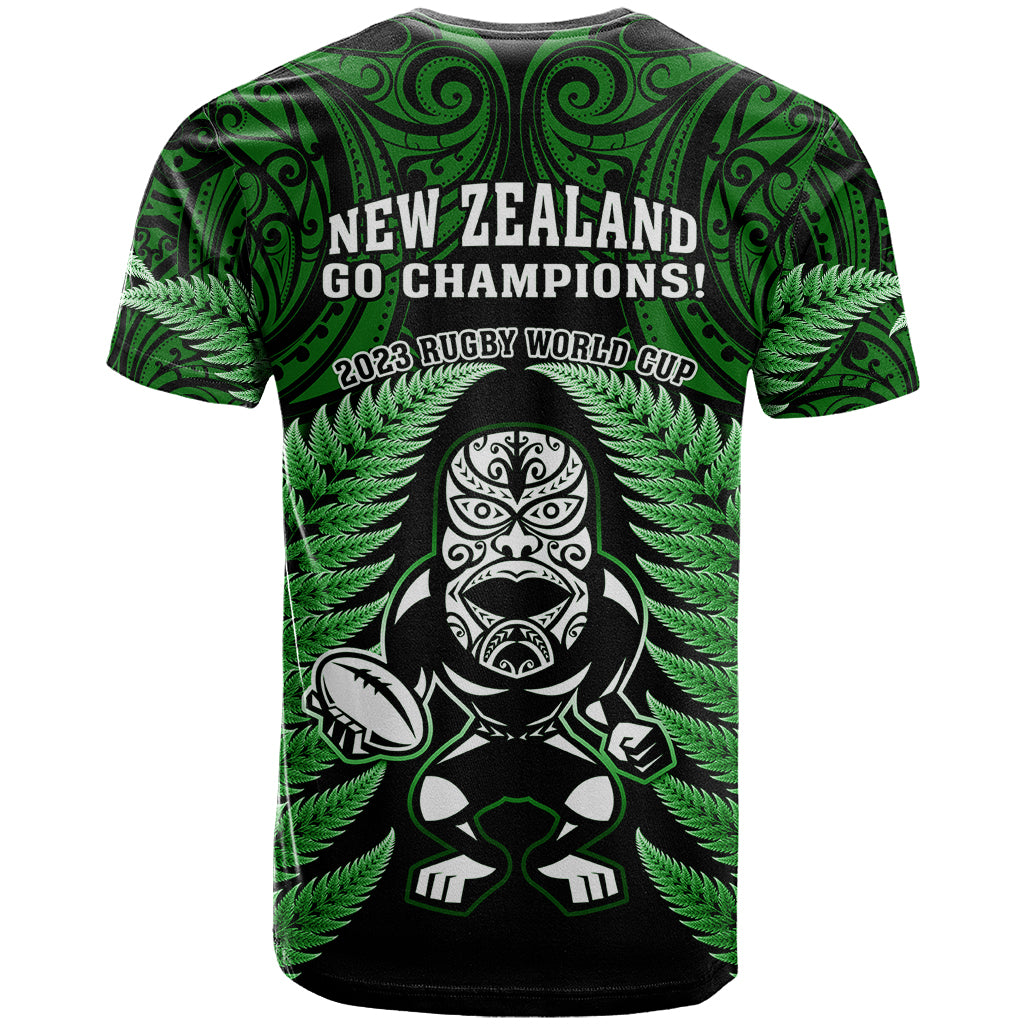 New Zealand Aotearoa Rugby T Shirt NZ Tiki With Maori Fern World Cup Green Version LT14 - Polynesian Pride
