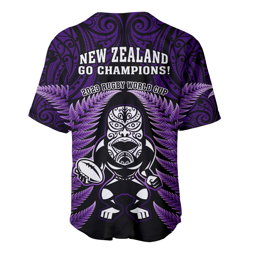 New Zealand Aotearoa Rugby Baseball Jersey NZ Tiki With Maori Fern World Cup Purple Version LT14 - Polynesian Pride