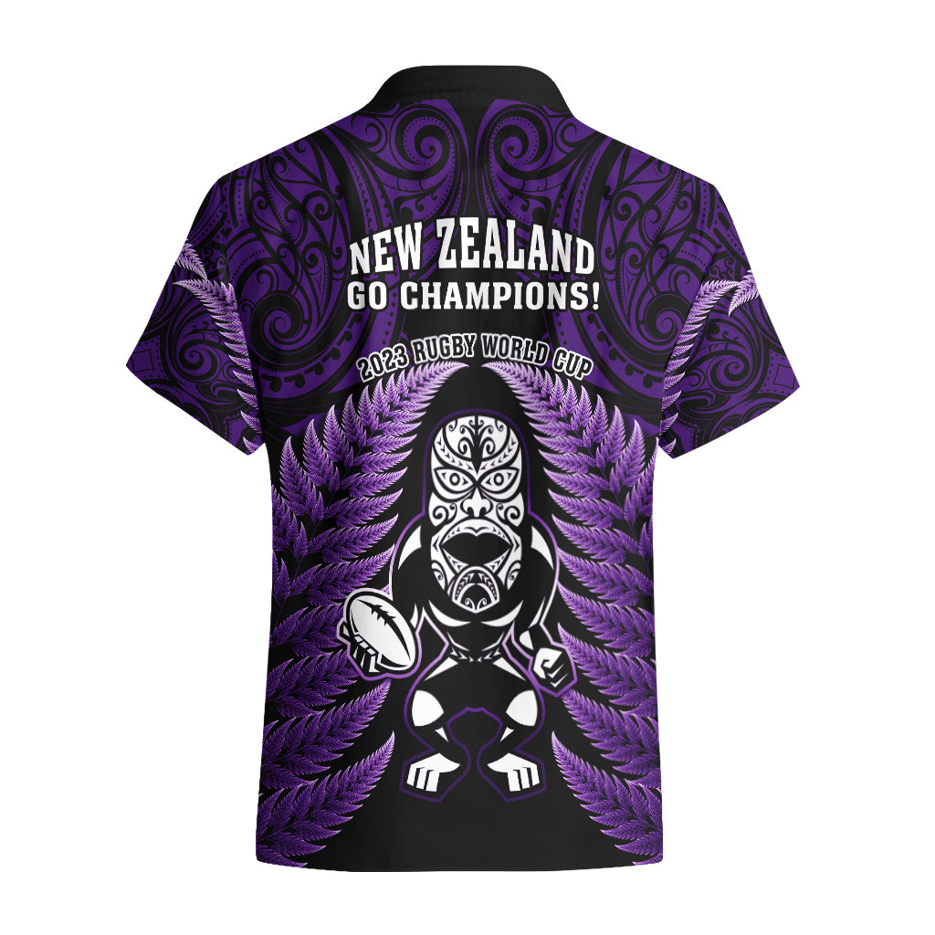 New Zealand Aotearoa Rugby Hawaiian Shirt NZ Tiki With Maori Fern World Cup Purple Version LT14 - Polynesian Pride