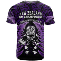 New Zealand Aotearoa Rugby T Shirt NZ Tiki With Maori Fern World Cup Purple Version LT14 - Polynesian Pride