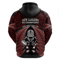 New Zealand Aotearoa Rugby Hoodie NZ Tiki With Maori Fern World Cup Red Version LT14 - Polynesian Pride