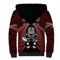 New Zealand Aotearoa Rugby Sherpa Hoodie NZ Tiki With Maori Fern World Cup Red Version LT14 - Polynesian Pride