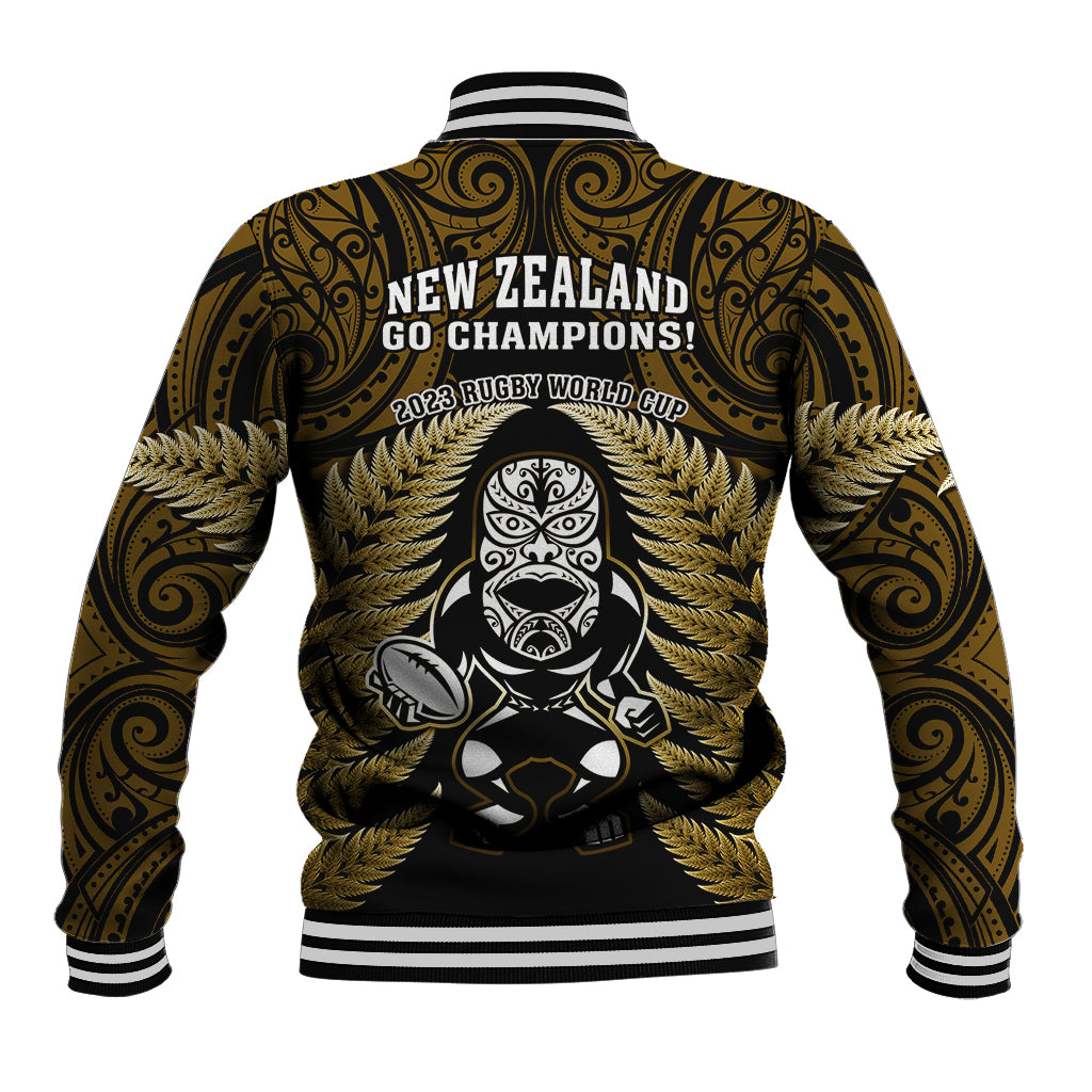 New Zealand Aotearoa Rugby Baseball Jacket NZ Tiki With Maori Fern World Cup Gold Version LT14 - Polynesian Pride