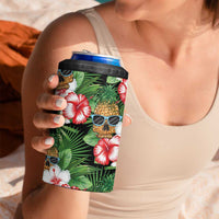 Pineapple Skull Aloha Hawaii 4 in 1 Can Cooler Tumbler Summer Vibes Tropical Seamless Pattern - Polynesian Pride