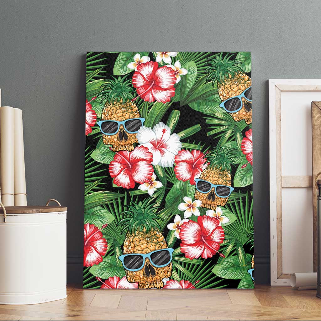 Pineapple Skull Aloha Hawaii Canvas Wall Art Summer Vibes Tropical Seamless Pattern - Polynesian Pride
