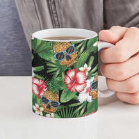 Pineapple Skull Aloha Hawaii Ceramic Mug Summer Vibes Tropical Seamless Pattern - Polynesian Pride