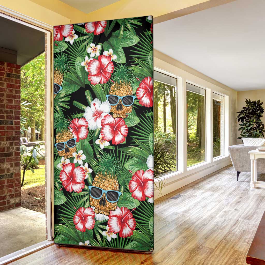 Pineapple Skull Aloha Hawaii Door Cover Summer Vibes Tropical Seamless Pattern - Polynesian Pride
