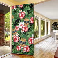 Pineapple Skull Aloha Hawaii Door Cover Summer Vibes Tropical Seamless Pattern - Polynesian Pride