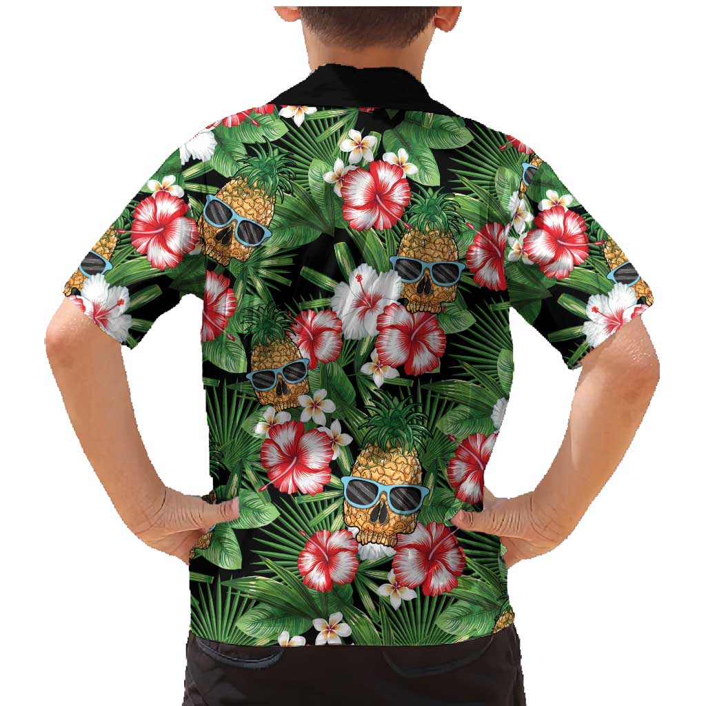 Pineapple Skull Aloha Hawaii Family Matching Mermaid Dress and Hawaiian Shirt Summer Vibes Tropical Seamless Pattern - Polynesian Pride