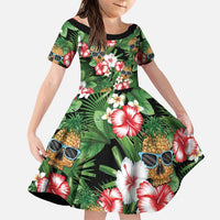 Pineapple Skull Aloha Hawaii Family Matching Puletasi and Hawaiian Shirt Summer Vibes Tropical Seamless Pattern - Polynesian Pride