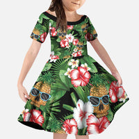 Pineapple Skull Aloha Hawaii Family Matching Summer Maxi Dress and Hawaiian Shirt Summer Vibes Tropical Seamless Pattern - Polynesian Pride