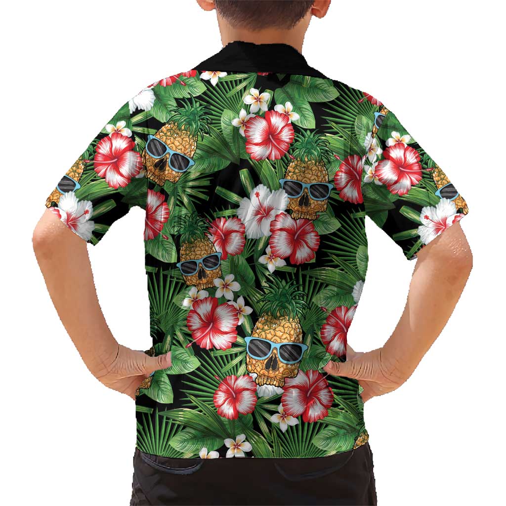 Pineapple Skull Aloha Hawaii Kid Hawaiian Shirt Summer Vibes Tropical Seamless Pattern - Polynesian Pride