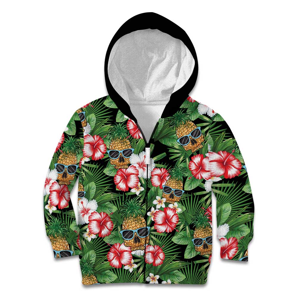 Pineapple Skull Aloha Hawaii Kid Hoodie Summer Vibes Tropical Seamless Pattern - Polynesian Pride