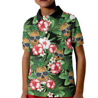 Pineapple Skull Aloha Hawaii Kid Polo Shirt Summer Vibes Tropical Seamless Pattern - Polynesian Pride