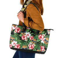 Pineapple Skull Aloha Hawaii Leather Tote Bag Summer Vibes Tropical Seamless Pattern - Polynesian Pride