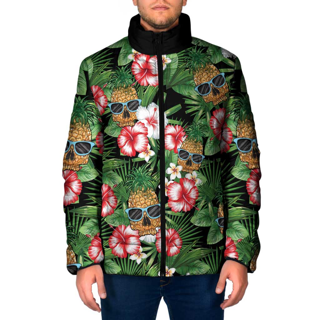 Pineapple Skull Aloha Hawaii Padded Jacket Summer Vibes Tropical Seamless Pattern - Polynesian Pride