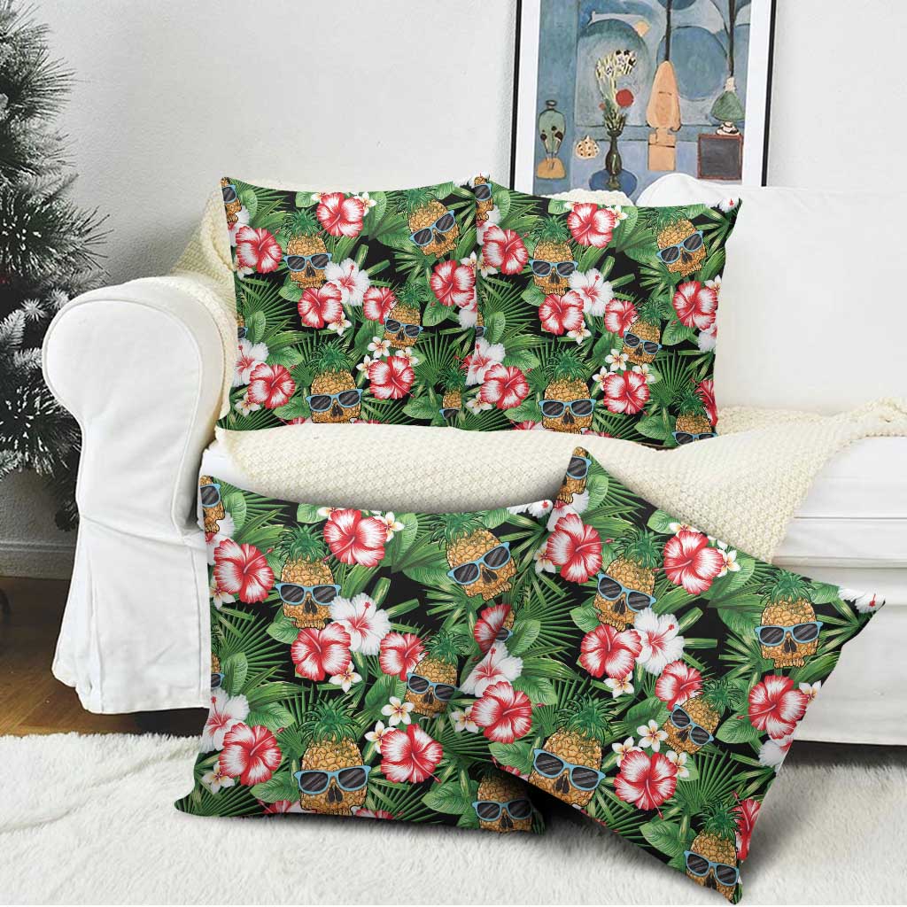 Pineapple Skull Aloha Hawaii Pillow Cover Summer Vibes Tropical Seamless Pattern - Polynesian Pride