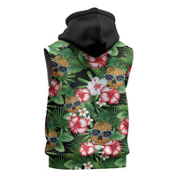 Pineapple Skull Aloha Hawaii Sleeveless Hoodie Summer Vibes Tropical Seamless Pattern - Polynesian Pride