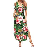 Pineapple Skull Aloha Hawaii Summer Maxi Dress Summer Vibes Tropical Seamless Pattern - Polynesian Pride