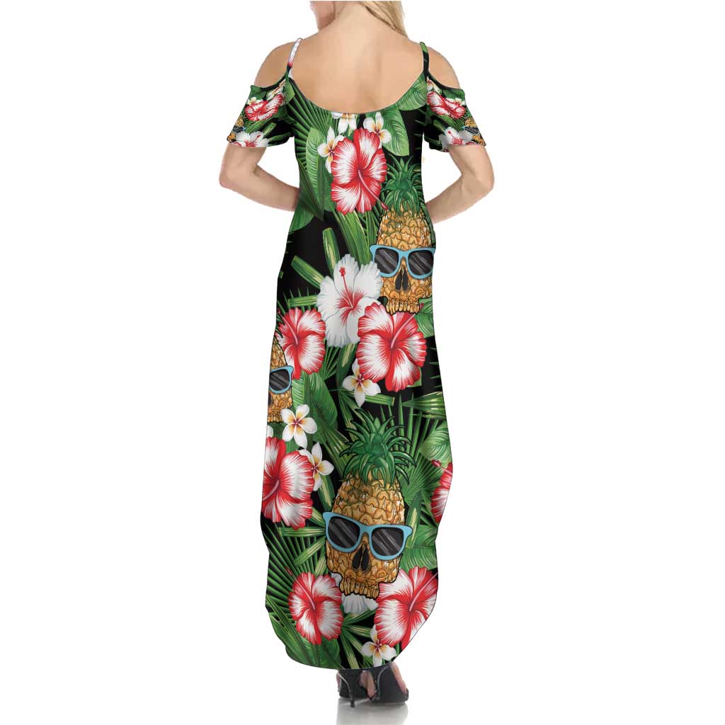 Pineapple Skull Aloha Hawaii Summer Maxi Dress Summer Vibes Tropical Seamless Pattern - Polynesian Pride