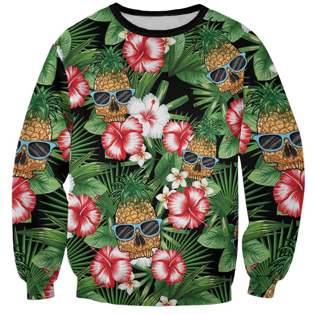 Pineapple Skull Aloha Hawaii Sweatshirt Summer Vibes Tropical Seamless Pattern - Polynesian Pride