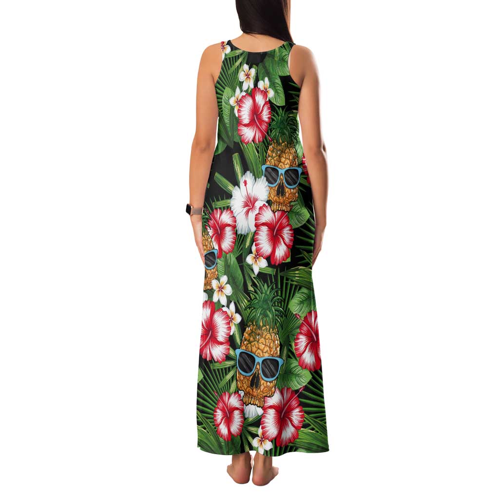 Pineapple Skull Aloha Hawaii Tank Maxi Dress Summer Vibes Tropical Seamless Pattern - Polynesian Pride