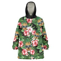 Pineapple Skull Aloha Hawaii Wearable Blanket Hoodie Summer Vibes Tropical Seamless Pattern - Polynesian Pride