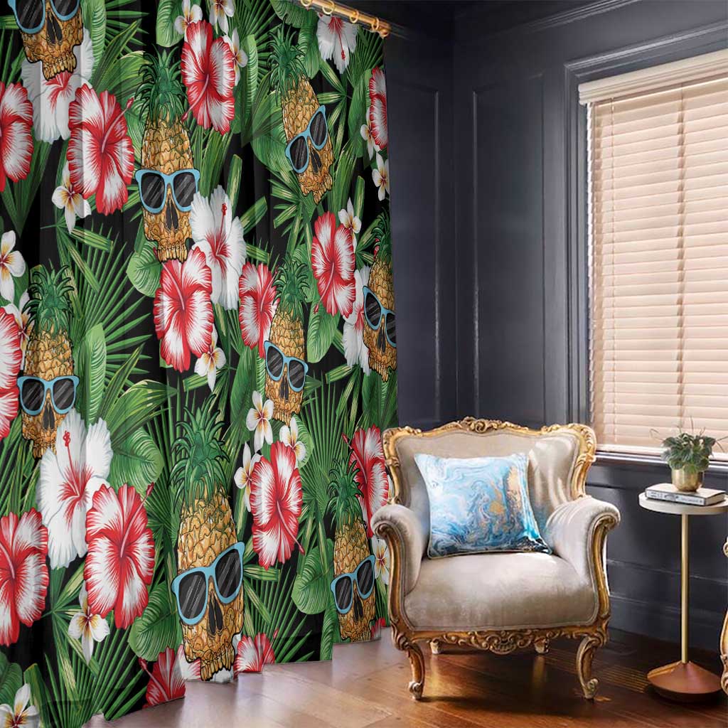 Pineapple Skull Aloha Hawaii Window Curtain Summer Vibes Tropical Seamless Pattern - Polynesian Pride