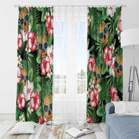 Pineapple Skull Aloha Hawaii Window Curtain Summer Vibes Tropical Seamless Pattern - Polynesian Pride