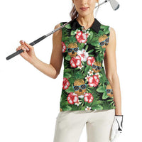 Pineapple Skull Aloha Hawaii Women Sleeveless Polo Shirt Summer Vibes Tropical Seamless Pattern - Polynesian Pride