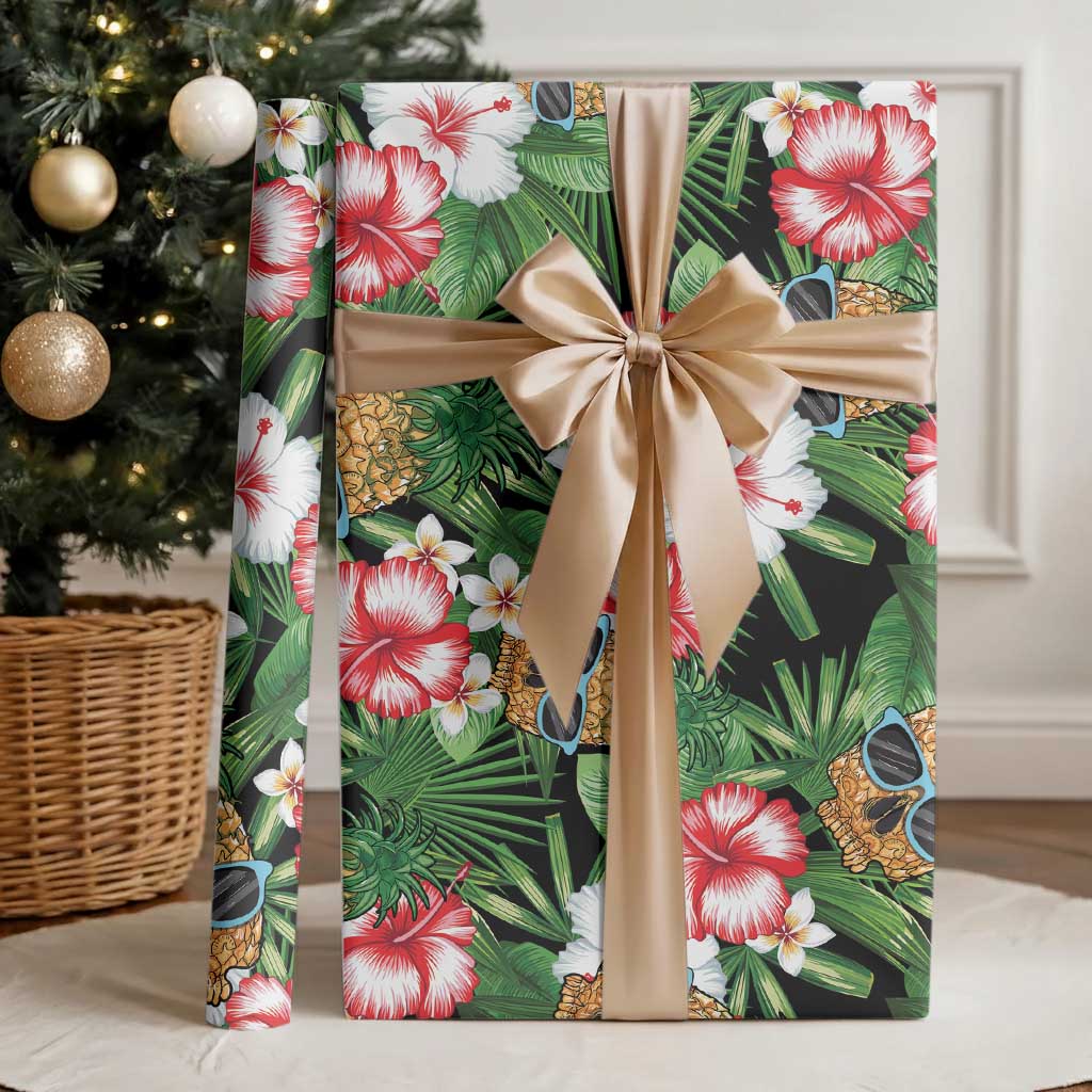 Pineapple Skull Aloha Hawaii Wrapping Paper Summer Vibes Tropical Seamless Pattern - Polynesian Pride