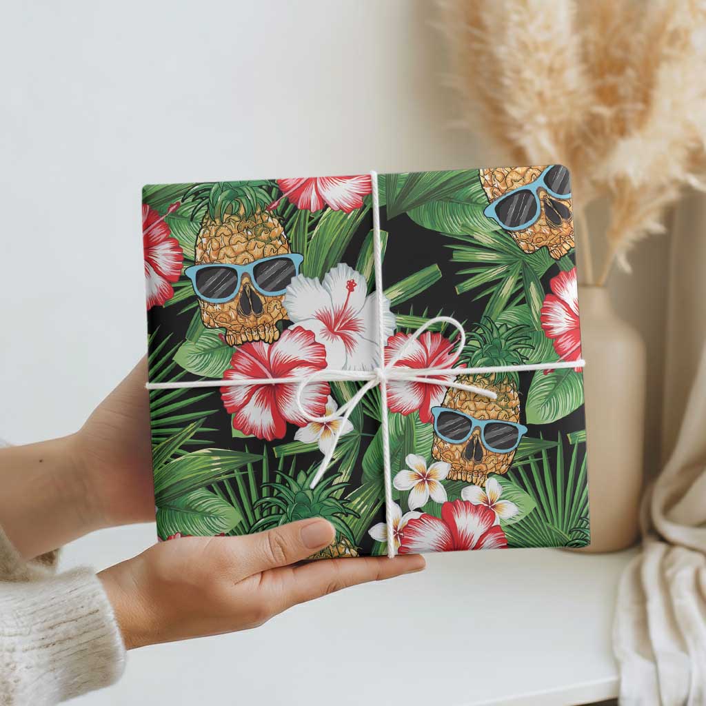 Pineapple Skull Aloha Hawaii Wrapping Paper Summer Vibes Tropical Seamless Pattern - Polynesian Pride