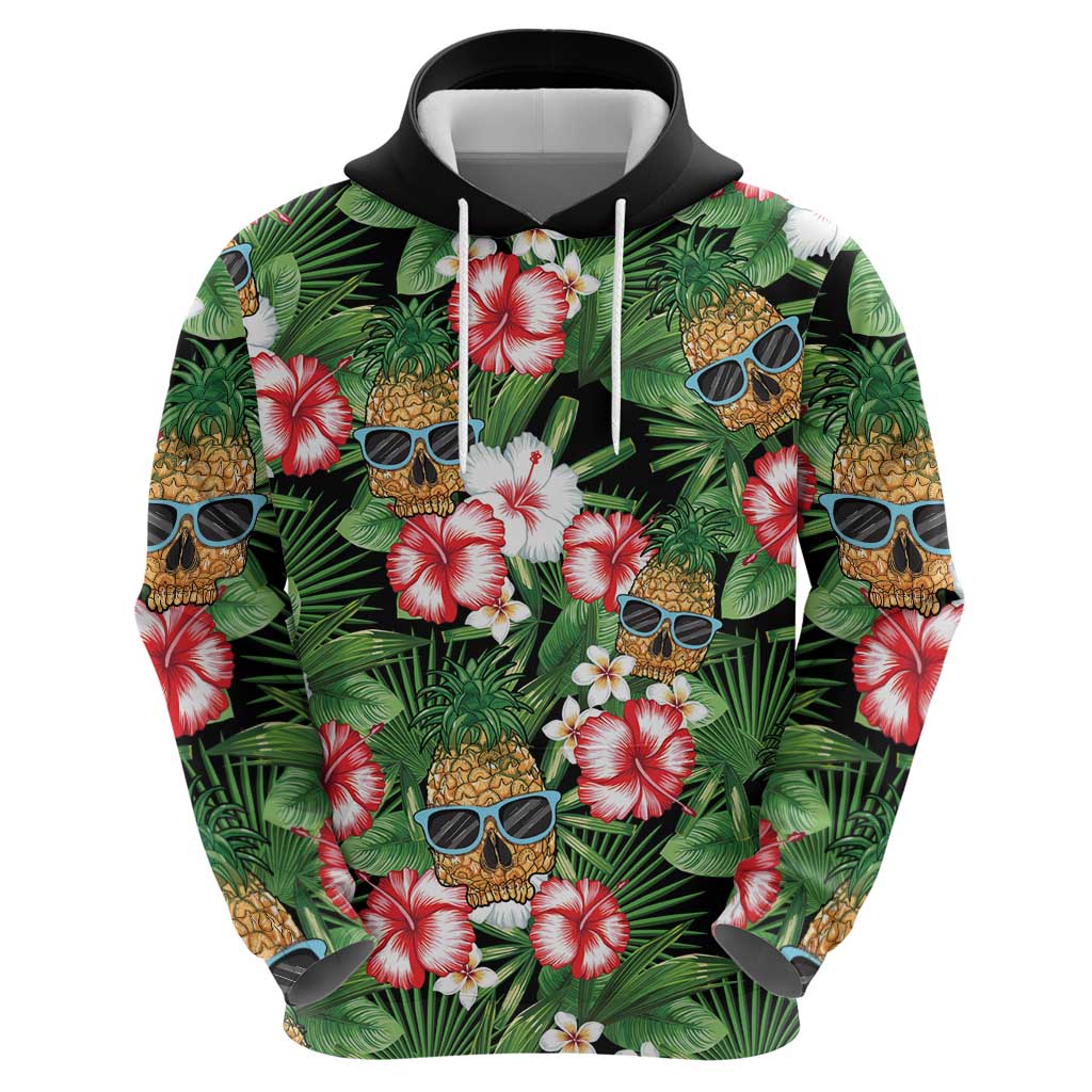 Pineapple Skull Aloha Hawaii Zip Hoodie Summer Vibes Tropical Seamless Pattern - Polynesian Pride