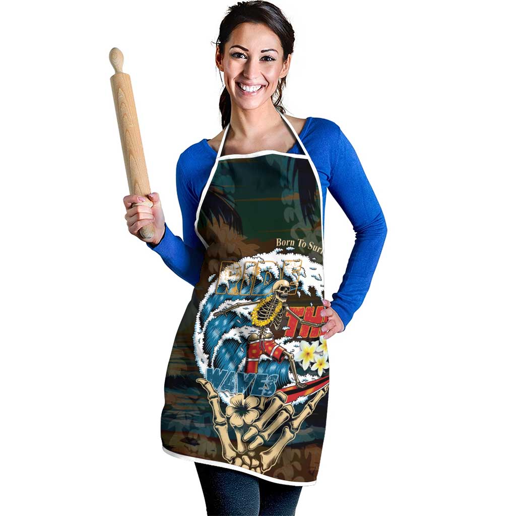 Aloha Hawaii Surfing Skull Apron Shaka Skeleton Ride The Waves - Polynesian Pride