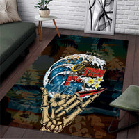 Aloha Hawaii Surfing Skull Area Rug Shaka Skeleton Ride The Waves - Polynesian Pride