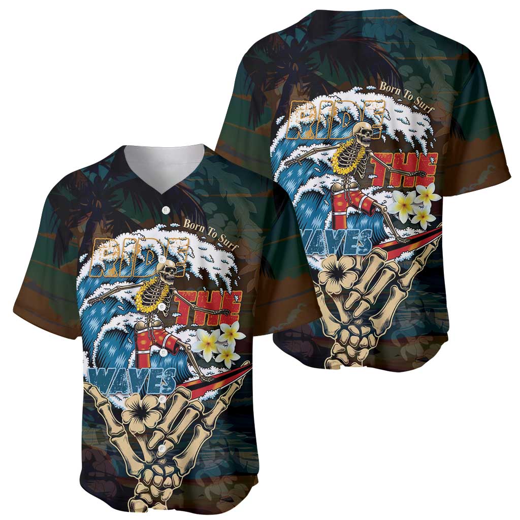 Aloha Hawaii Surfing Skull Baseball Jersey Shaka Skeleton Ride The Waves - Polynesian Pride