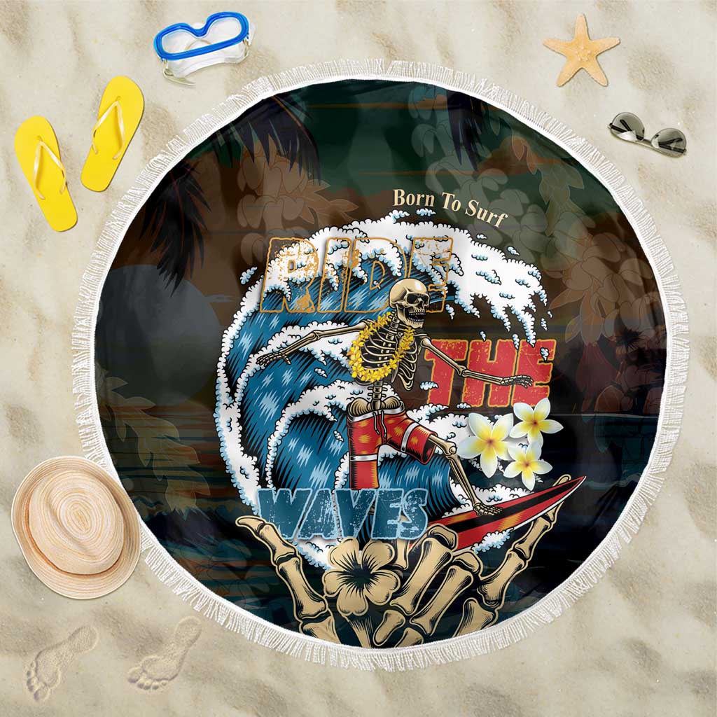 Aloha Hawaii Surfing Skull Beach Blanket Shaka Skeleton Ride The Waves - Polynesian Pride