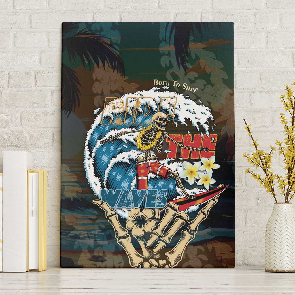 Aloha Hawaii Surfing Skull Canvas Wall Art Shaka Skeleton Ride The Waves - Polynesian Pride
