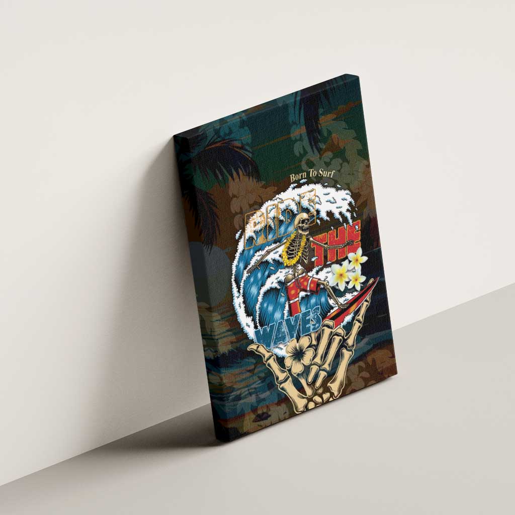Aloha Hawaii Surfing Skull Canvas Wall Art Shaka Skeleton Ride The Waves - Polynesian Pride
