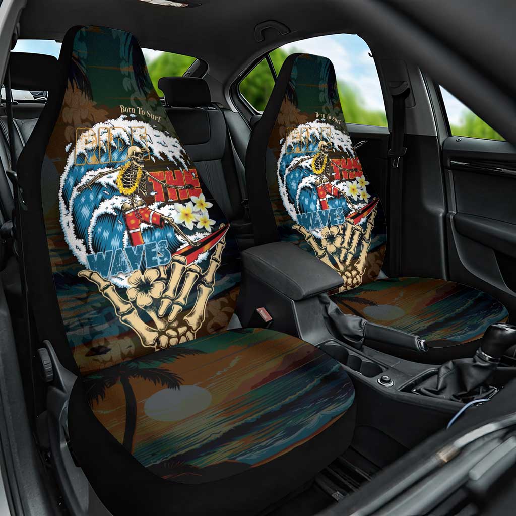Aloha Hawaii Surfing Skull Car Seat Cover Shaka Skeleton Ride The Waves - Polynesian Pride