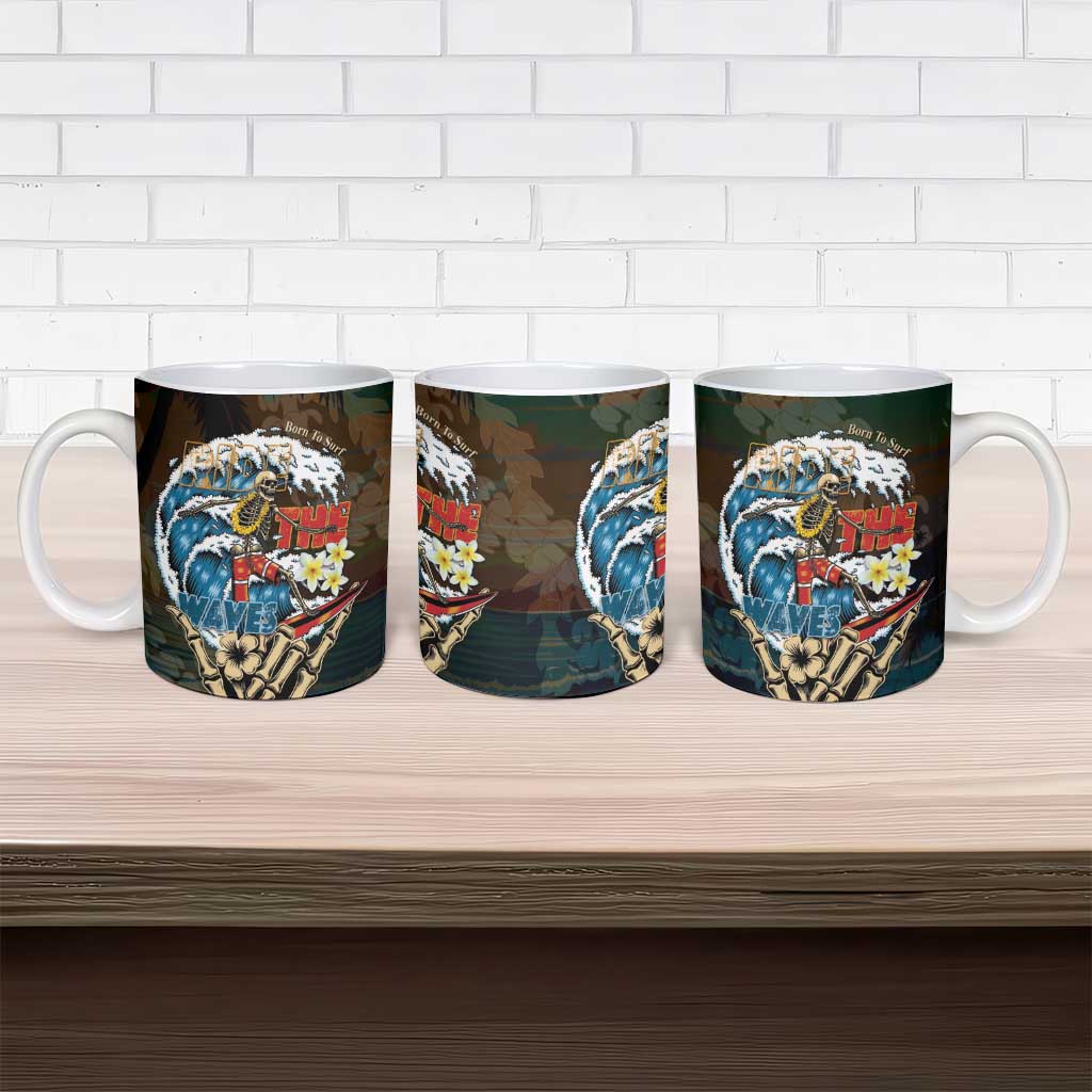 Aloha Hawaii Surfing Skull Ceramic Mug Shaka Skeleton Ride The Waves - Polynesian Pride