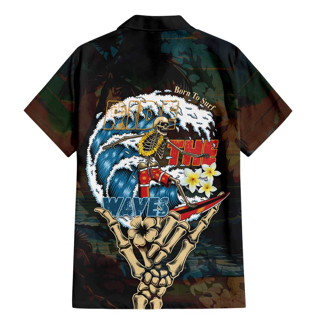 Aloha Hawaii Surfing Skull Family Matching Mermaid Dress and Hawaiian Shirt Shaka Skeleton Ride The Waves - Polynesian Pride
