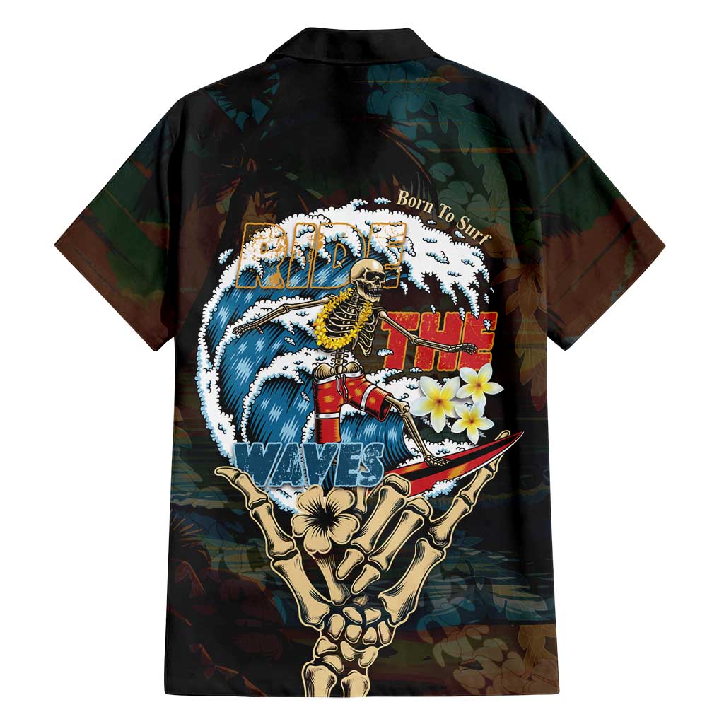 Aloha Hawaii Surfing Skull Family Matching Off Shoulder Maxi Dress and Hawaiian Shirt Shaka Skeleton Ride The Waves - Polynesian Pride